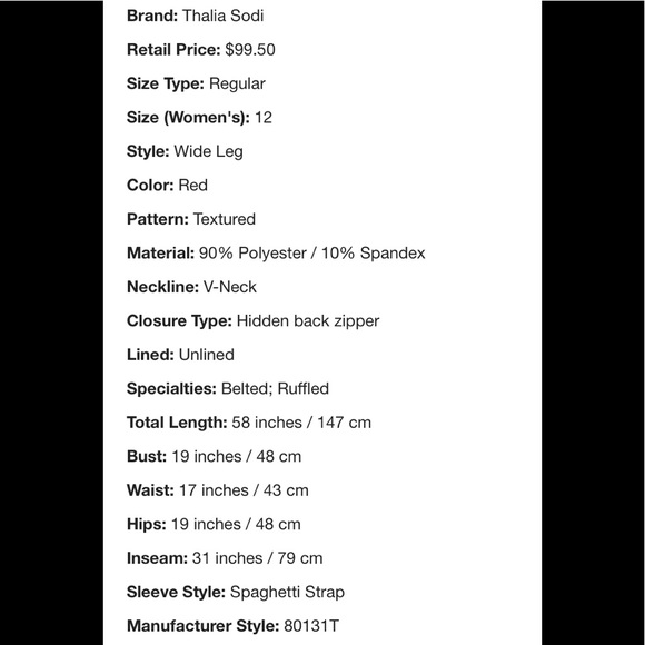 Thalia Sodi Tie Waist Jumpsuit NWT ❤️ - Picture 6 of 6